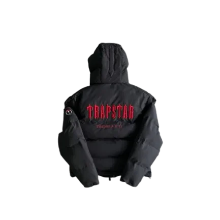 Trapstar Decoded 2022 Hooded Puffer Jacket Black/red