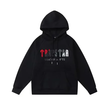 Trapstar It’s A Secret Red/gray Logo Black Hoodie